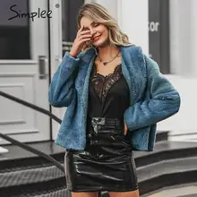 Simplee лоскутное пальто из искусственного меха для женщин элегантные кнопки осень зима женские теплые пальто Модная Верхняя одежда женские короткие меховые пальто