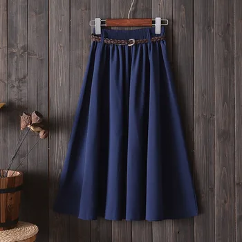 

High Waist Pleated A-Line Women Skirt With Belt Bow Midi Solid School Skirts Female 2020 Summer Casual Fashion Bottoms Ladies
