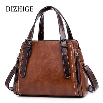 

Retro Brown Handbags Women Messenger Bag Patchwork Shoulder Bag Designer Women Leather Handbags Luxury Ladies Crossbody Tote Bag