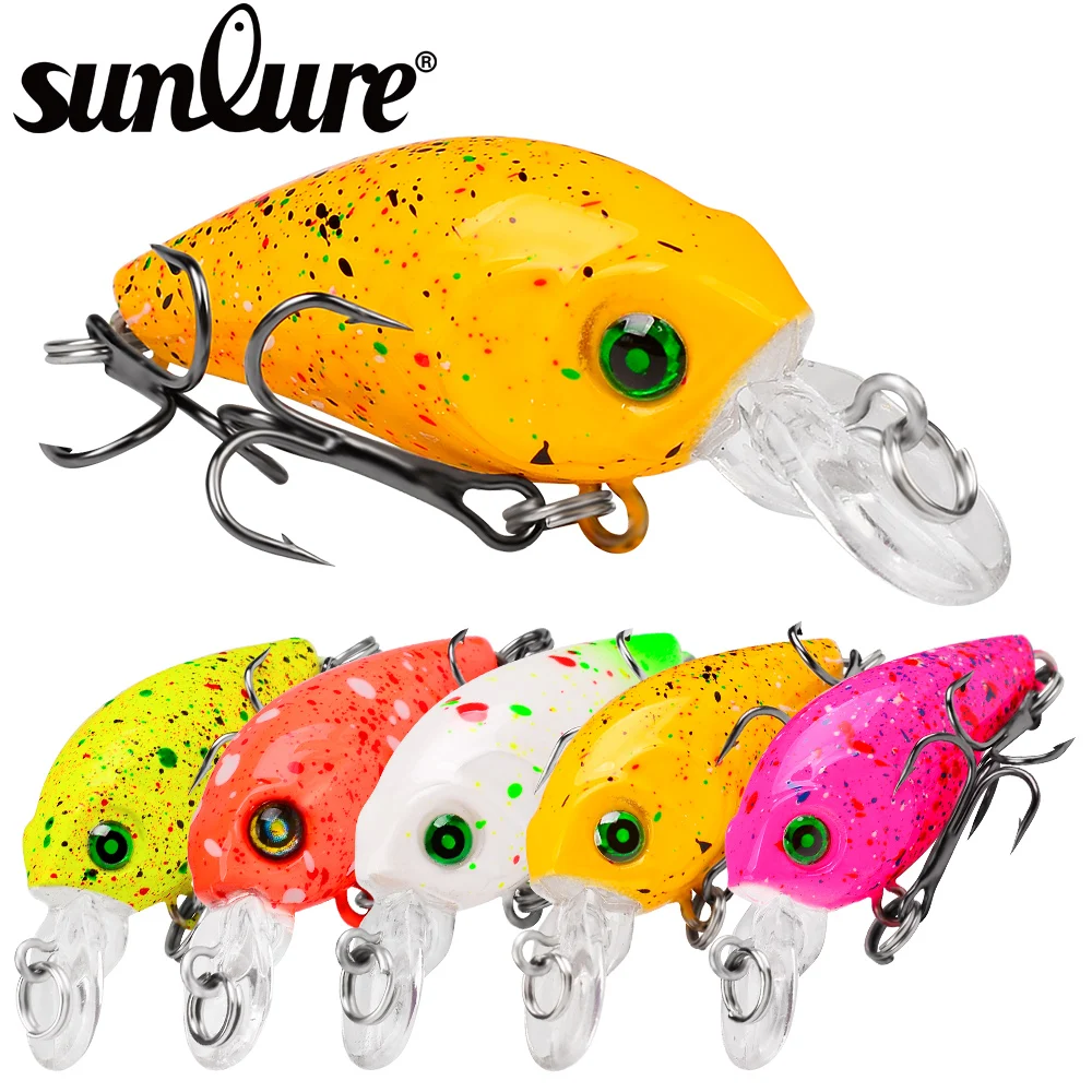 Sunlure 6pcs/lot Topwater Crank Baits 4.5cm 3.5g Floating Fishing Lures