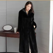 Высококачественная зимняя теплая Женская Шуба имитация норки шуба женская новая длинная замшевая Шуба с капюшоном из искусственного меха NUW645