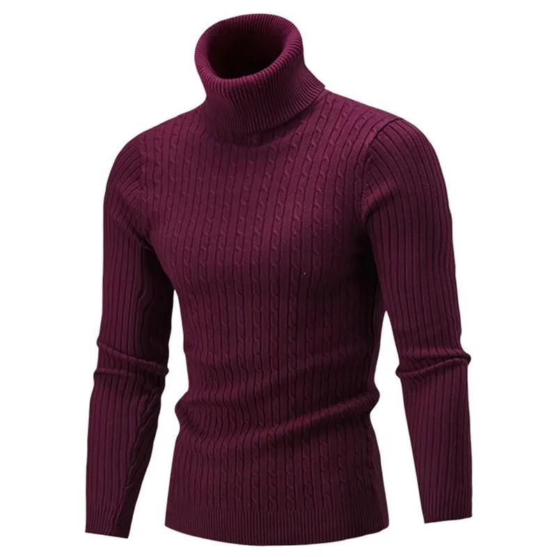 color 5 Style 1 WENYUJH, высококачественный теплый свитер с высоким воротом, мужской однотонный вязаный мужской свитер, повседневный тонкий пуловер, мужской топ с двойным воротником - Цвет: color 5 Style 1
