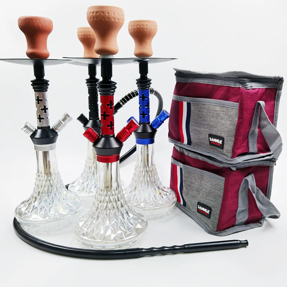 

ADMY Portable Aluminum Narguile Shisha Hookah Set With Handbag Bar Hookah Smoking Pipe Accessories