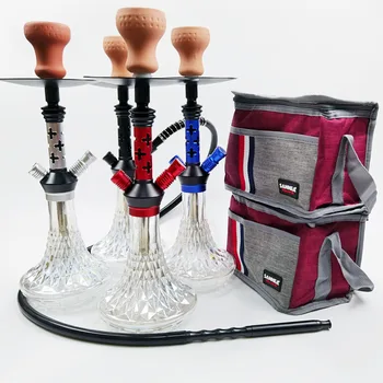 

ADMY Portable Aluminum Narguile Shisha Hookah Set With Handbag Bar Hookah Smoking Pipe Accessories