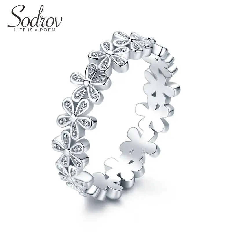 

SODROV Five-Leaf Clover Ring 925 Sterling Silver Size Adjustable Silver Lucky Rings Jewelry Ring For Women Silver 925 Jewelry