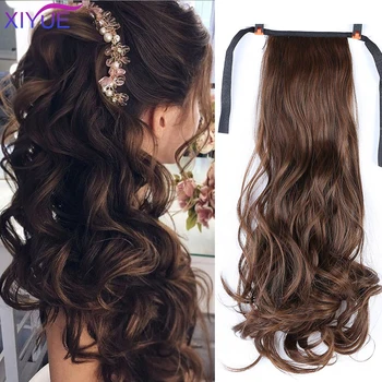 

XIYUE Long Synthetic Fiber Clip Wavy Ponytail Extensions Long Thick Wave Ponytail Extension Clip In Hair Extensions For Women