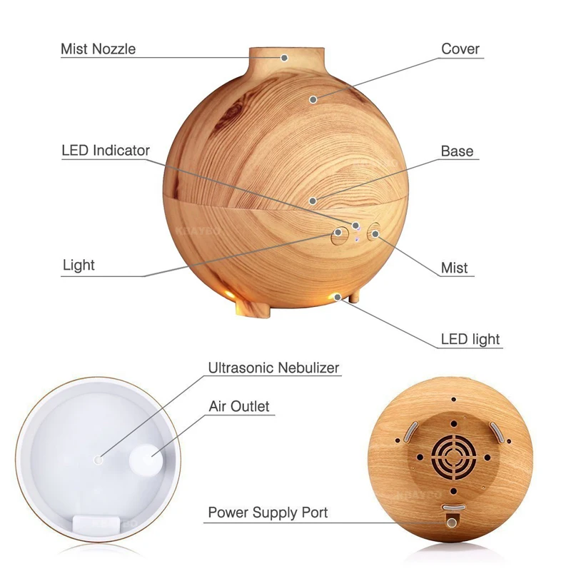 Cena 600ml gorąca sprzedaż LEDLight ultradźwiękowy nawilżacz powietrza Mist Maker Fogger elektryczny rozpylacz zapachów olejek aromaterapia gospodarstwa domowego