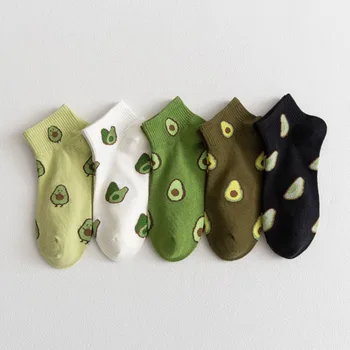 

Cartoon Boat Socks Fruit Avocado Socks Happy Green Color Kawaii Cotton Ankle Funny Unisex Casual Fashion Women Socks Print New