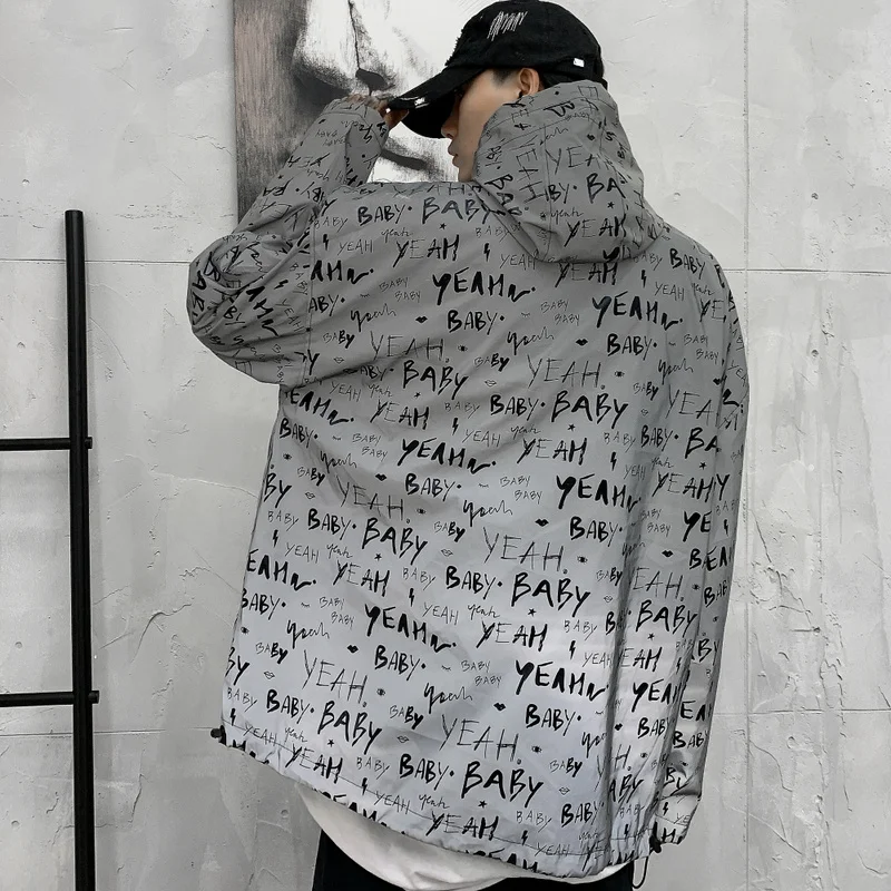 Plegie/Мужская Светоотражающая Толстовка в стиле хип-хоп, толстовка с буквенным принтом, уличная одежда Harajuku, пуловер, толстовки, хлопок, толстовка, куртки