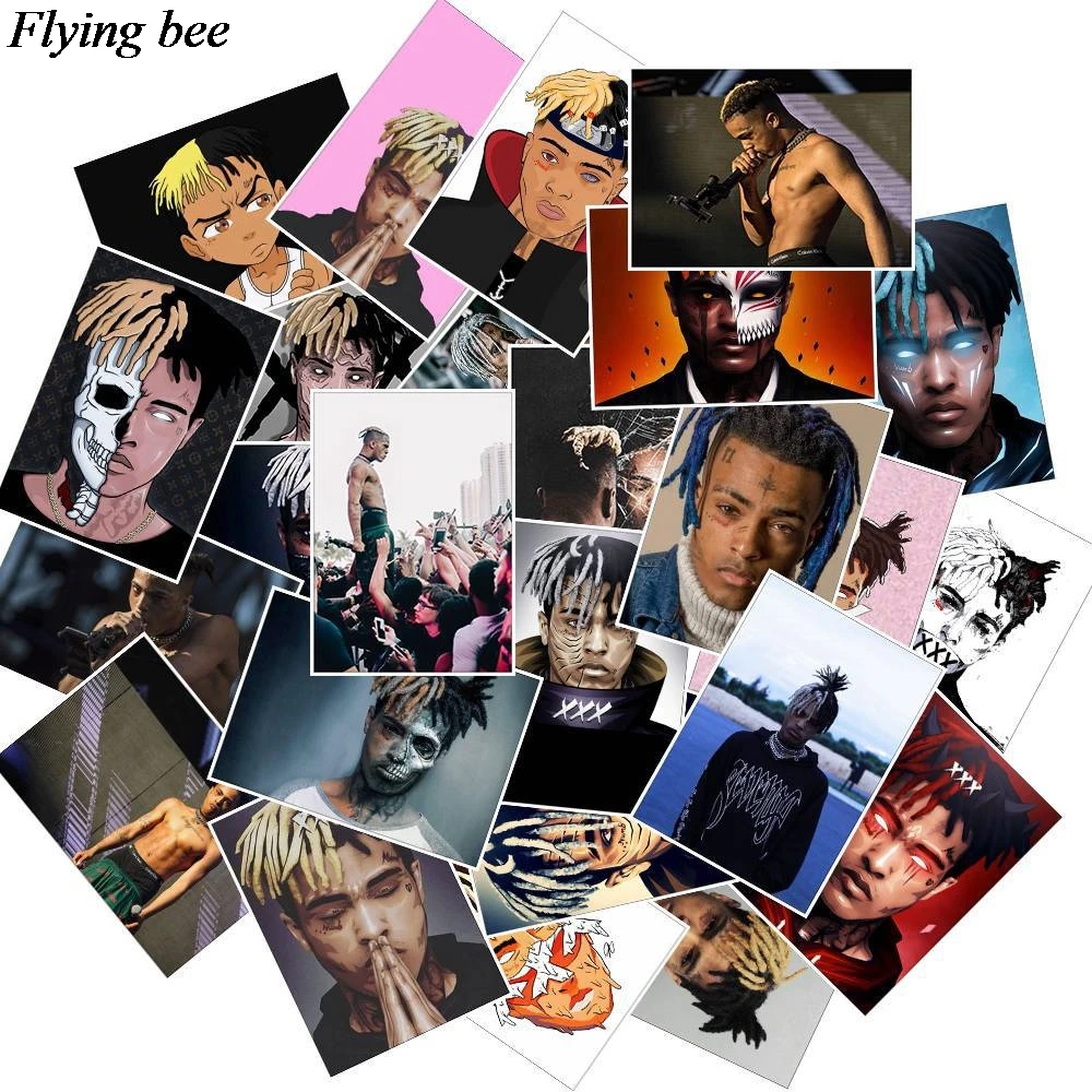 

Flyingbee 25pcs Rapper xxxtentacion Car Sticker fashion PVC scrapbooking Stickers for DIY Luggage Laptop Notebook Sticker X0526