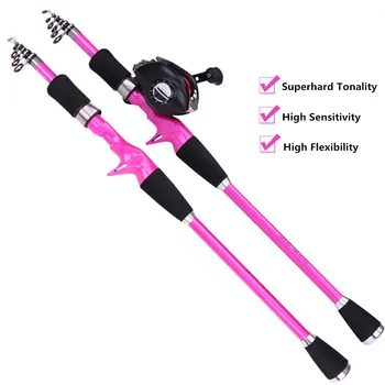 

1.8M/2.1M/2.4M Retractable Casting Rod Baitcast Reel Kit Fishing ultralight carbon Fishing Hand/Sea Pole for bass carp girl gift
