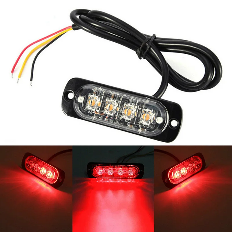 

12~24V Red LED Car Truck Beacon Warning Hazard Flash Strobe Light Lamp Bar