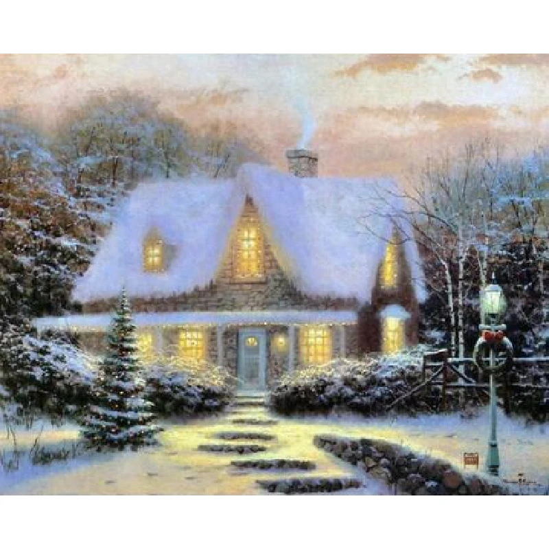

snow-covered landscape.Hand Made Paint High Quality Canvas Beautiful Painting By Numbers Surprise Gift Great Accomplishment
