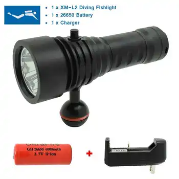 

Super Bright L2 U2 Scuba Diving Torch Underwater Dive LED Flashlight Waterproof 26650 Video Light Lamp Lantern for Spearfishing