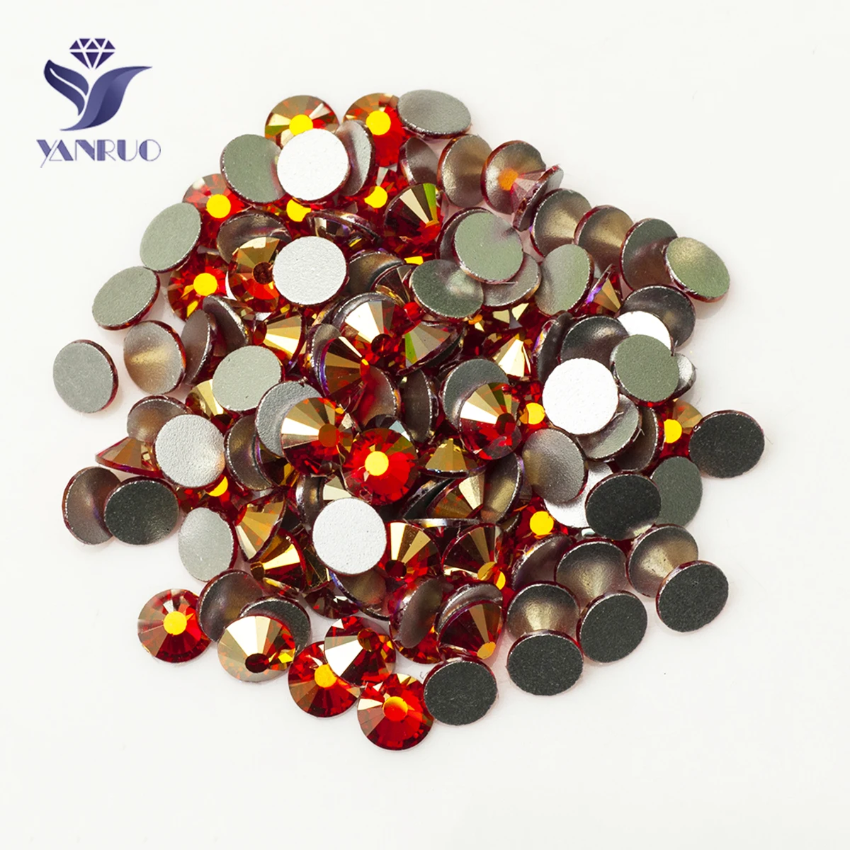 YANRUO 2058NoHF Siam AB красные камни без горячей фиксации Стразы стеклянные кристаллы