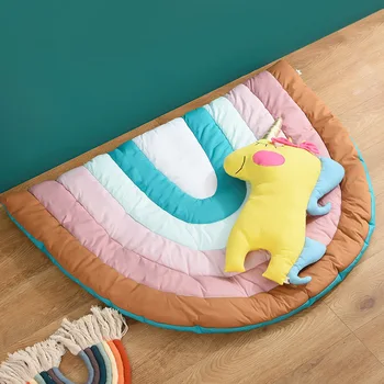 

Cartoon Rainbow Baby Blanket Play Mats Pad Toddler Kids Crawling Blankets Carpet Rug Toys Mat For Children Room Decor Photo Prop