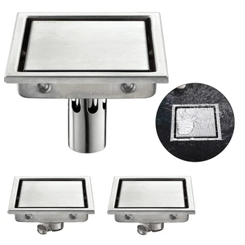 

Modern Bathroom Shower Floor Drain Tile Insert Square Floor Waste Grates Shower Drain 304 Stainless Steel Invisible Floor Drain