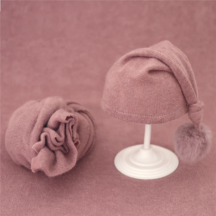 2pcs Wrap Hat Sets Newbornn Photography Props Boys Girls Photography Swaddle Blanket Infant Baby Picture Shoot Props Accessories