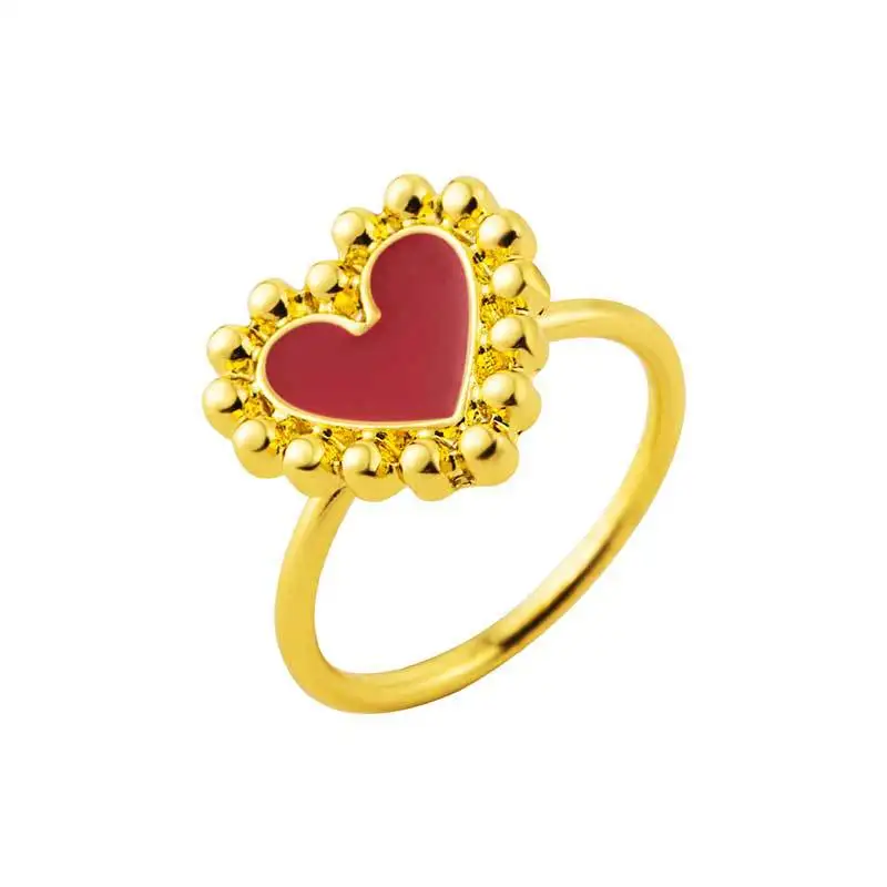 Новые кольца в стиле стимпанк с большим черно-белым сердцем для Женщин, Модные Винтажные кольца в форме сердца, миди сустав, вечерние, рождественский подарок - Цвет основного камня: heart gold red