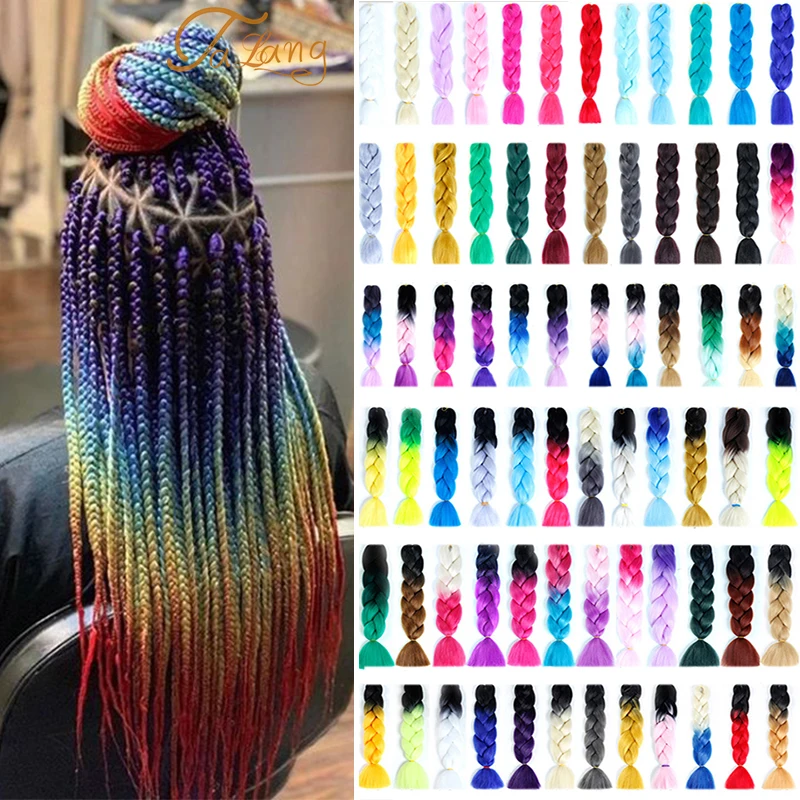 

TALANG Ombre Jumbo Synthetic Braiding Hair Jumbo Braids Yellow Pink Purple Gray Hair Extension Oversized Tweezers