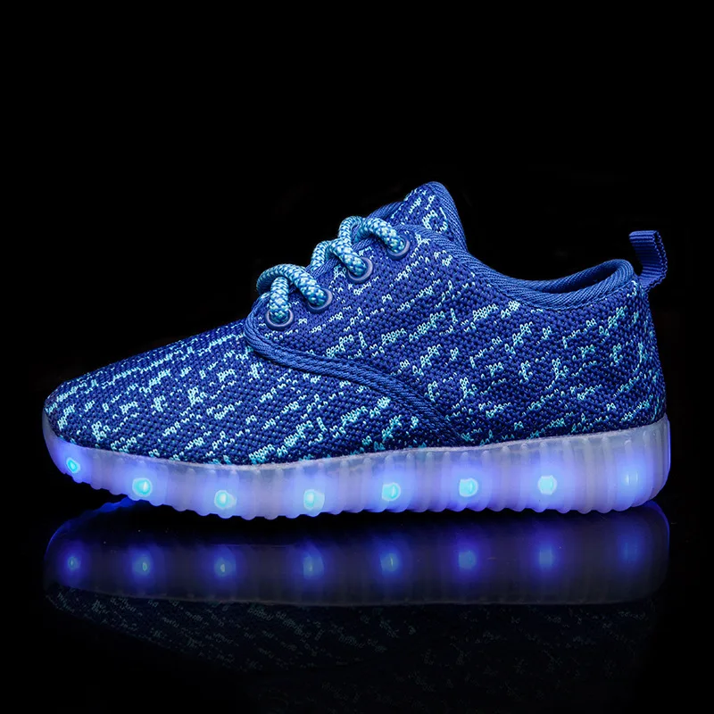 

Hot Selling LED CHILDREN'S Luminous Shoes USB Charging Coconut deng xie Fly Woven Surface bang dai kuan Kids' Casual Shoes