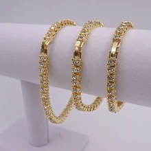 7 8 9 дюймов золотой цвет хрустальный Теннисный браслет хип-хоп 1 ряд цепи модные украшения Iced Out Bling для рэп рок-ролл певица танцор