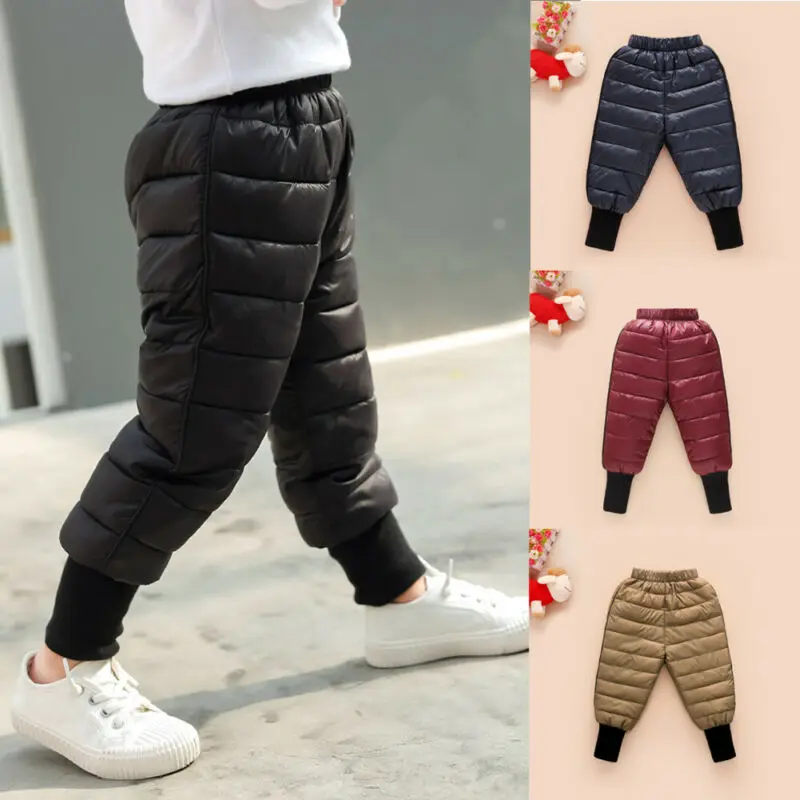 2020 Winter Pants Kids Boy Girl Winter Warm Elastic Waist Pants Outdoor ...