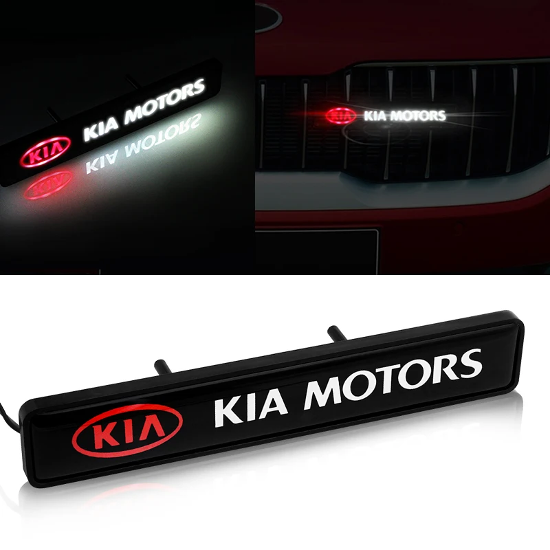 1pcs ABS Chrome Front Hood Grille Emblem Badge LED Decorative lights For KIA K2 K3 K5 Sorento Sportage R Rio Soul cap car | Автомобили и