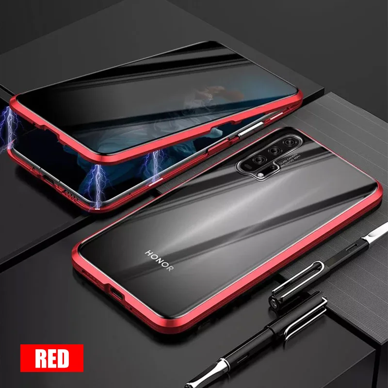 Магнитный чехол для huawei P30 P20 Pro, двусторонний, закаленное стекло, металлический бампер, анти-писк, чехол для huawei P20 P30, чехол - Цвет: Red