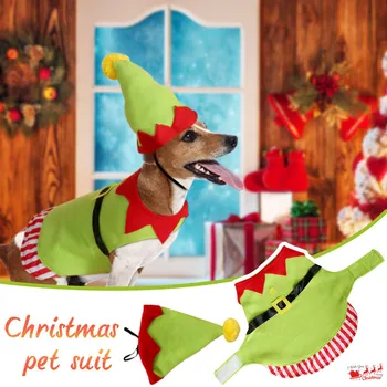 

Christmas Dog Clothes Pet Clothing Dogs Vest Shirt Cute Dog Christmas Decorations Costume Hat Vest Bell Collar Set
