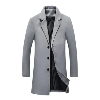 

2019 New Autumn Winter Wool Long Coat Men Warm Black Business Overcoat Mens Stylish Woolen Jacket Parka Men Winter coat