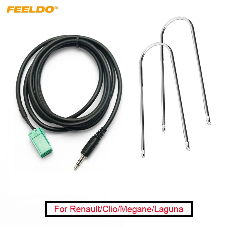 Фото FEELDO, 1 комплект, Aux вход, 3,5 мм адаптер и ключи для удаления радио для Renault Clio Megane Лагуна, MP3 для iPod/iPhone # FD-1731 №1