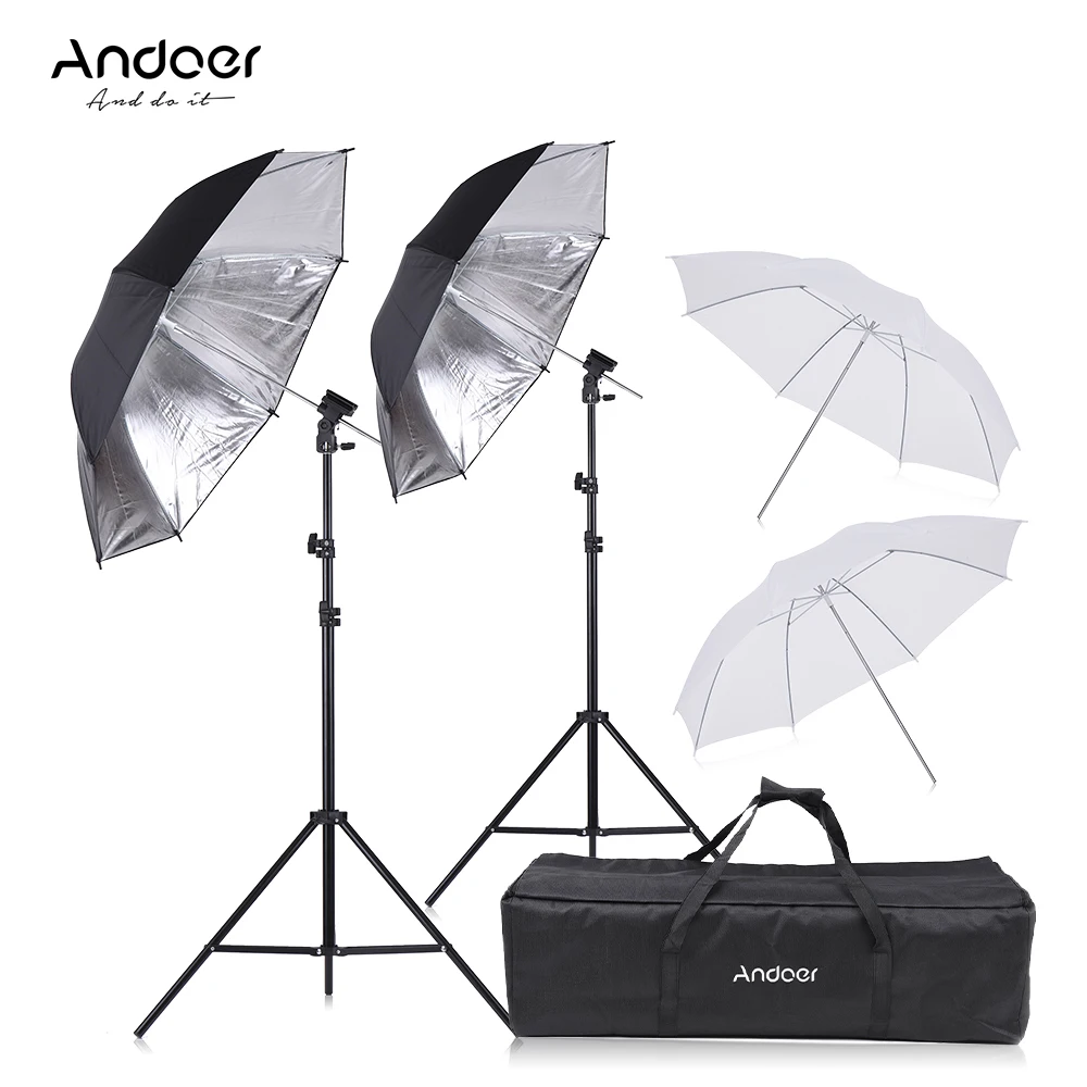 

Andoer Speedlight Flash Shoe Mount Swivel Soft Umbrella Kit +Brackets+Light Stand +Soft Umbrella for Canon Nikon Hot Shoe Flash