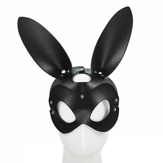 Fetish Head Mask BDSM Bondage Restraints Faux Leather Rabbit Cat Ear Bunny Mask Roleplay Sex Toy For Men Women Cosplay Games 5