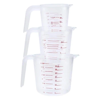 

6Pcs Plastic Measuring Jug Set Large Capacity BPA Free Measuring Beakers with Angled Grip Essential Kitchen Accessories