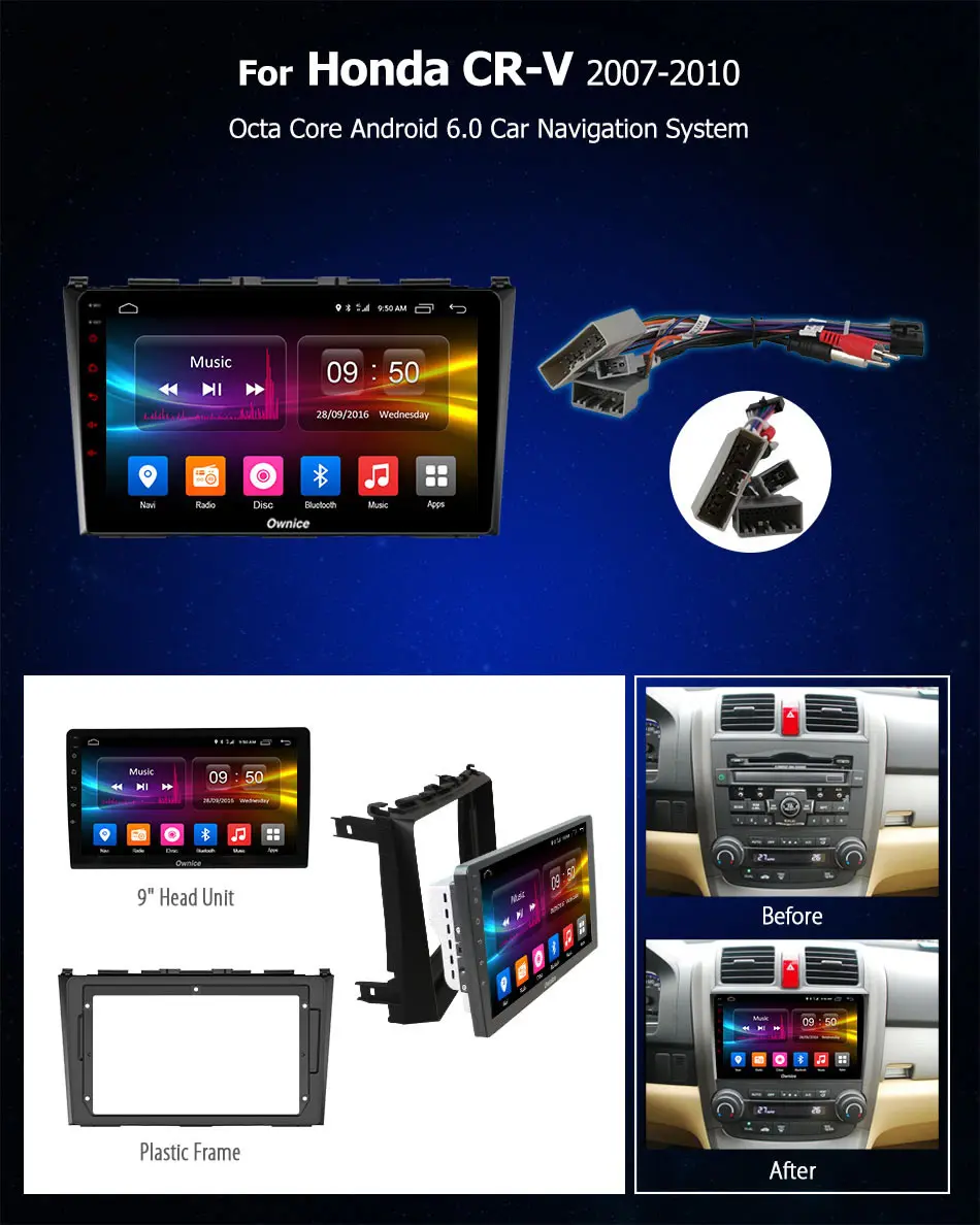 Perfect Ownice K3 K5 K6 Octa Core Andoid 9.0 Car DVD For Honda CRV CR-V 2006 - 2011 Radio Video GPS DVD Player 2G/32G 4G LTE Network 1