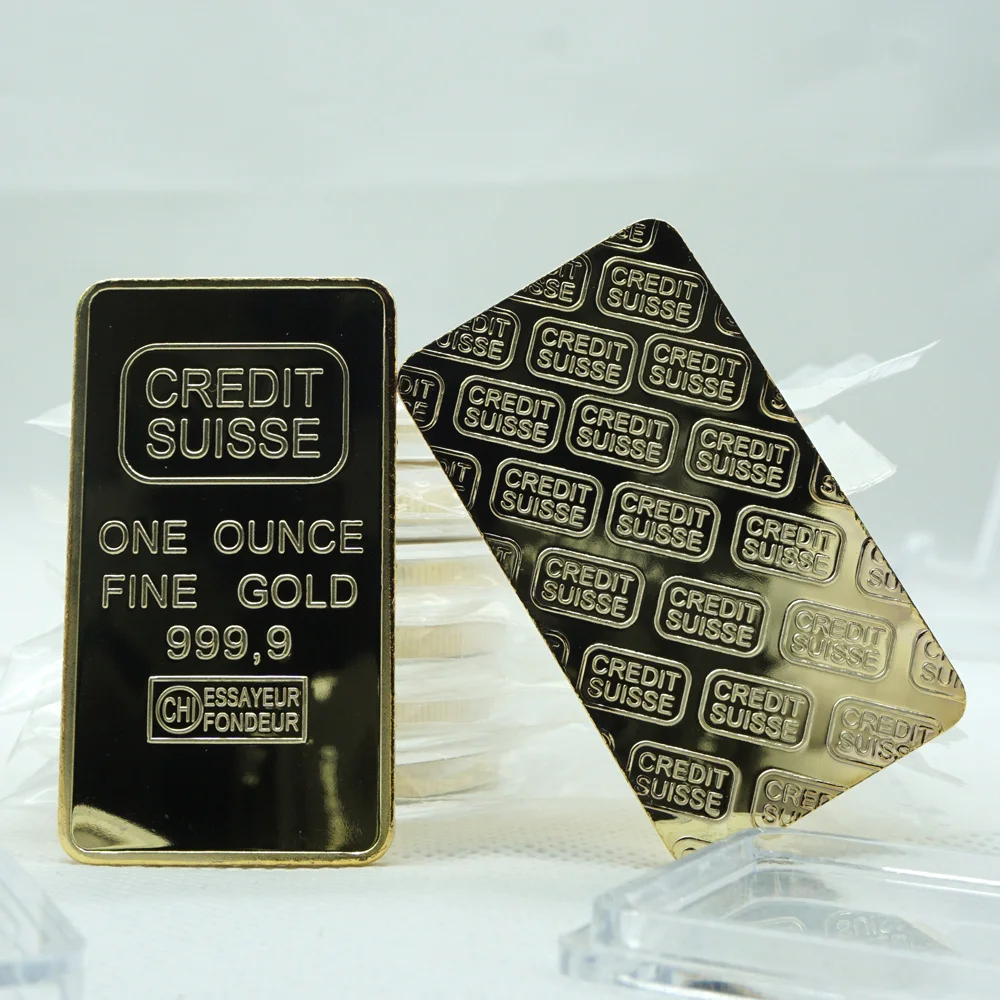 

Gold Plated Layered Bullion Bar Ingot, Replica Coin, Switzerland Fake Gold Bar, 1oz, 24CT, 5Pc Lot
