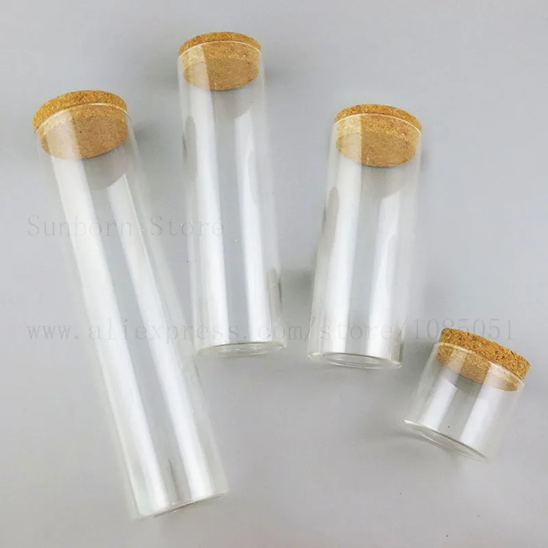 

5pcs Empty Transparent Test Spice Tube Straight Bottle Jar With Cork Stopper Clear Borosilicate Glass Home Storage Container