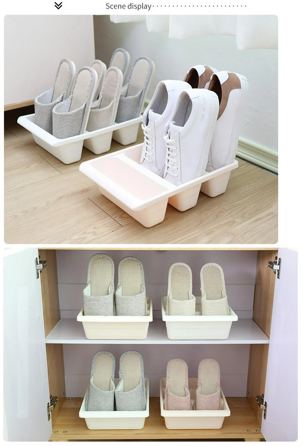 Thick Plastic Three-grid Vertical Shoe Storage Box Household Frame Shoe Shelf Organizer Space Saver Organizer Cupboard Cabinets