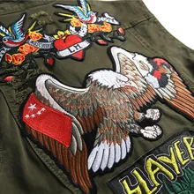 Embroidered New Style Men's Denim Waistcoat Frayed DSQ Brand MEN'S Denim Vest