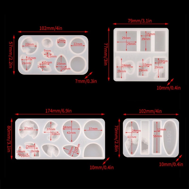 K3ND 1 Set Sea Island Jewelry Resin Mold Silicone Mould with Claw Nails Open Rings