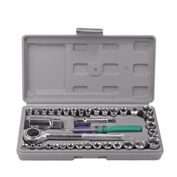 

Car Repair Tool 40pcs 1/4 & 3/8 Socket Set Car Repair Tool Ratchet Torque Wrench Combo Tools Kit Auto Repairing Tool Set