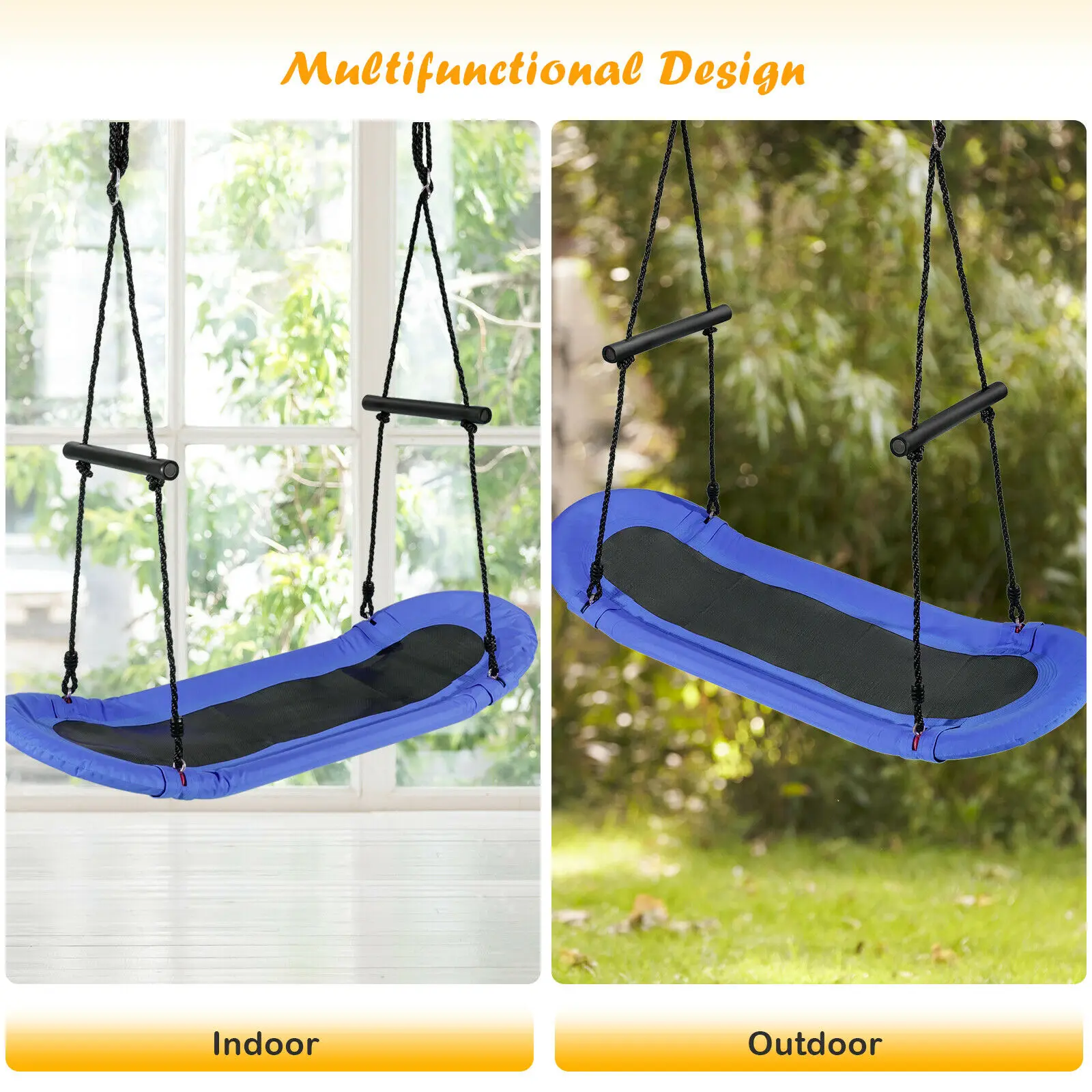 Saucer Tree Swing Surf Kids Outdoor Adjustable Oval Platform Set w/ Handle  OP70325 4