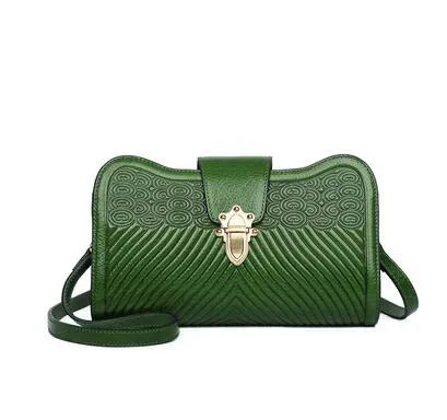 SUWERER luxury handbags women bags designer designer bags famous brand women bags new women Genuine Leather bag clutch bags - Цвет: Green