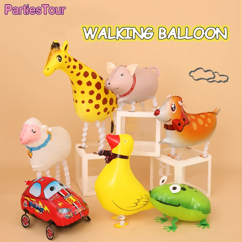 1pc Walking Balloon Dog Panda Cow Sheep Duck Dinosaur Farm Animal Walk For Kids Baby Birthday Party Decorations | Дом и сад