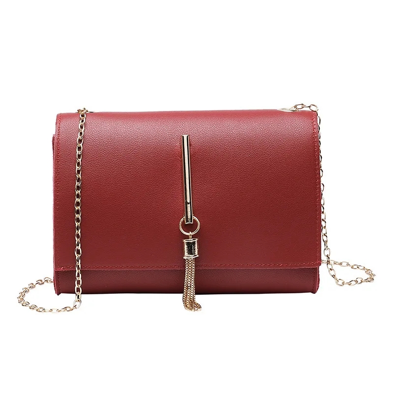 

Korean-style Iron Tassels Chain Square Sling Bag Logo2019 Summer And Autumn Crossbody/shoulder Bag Mobile Phone Bag