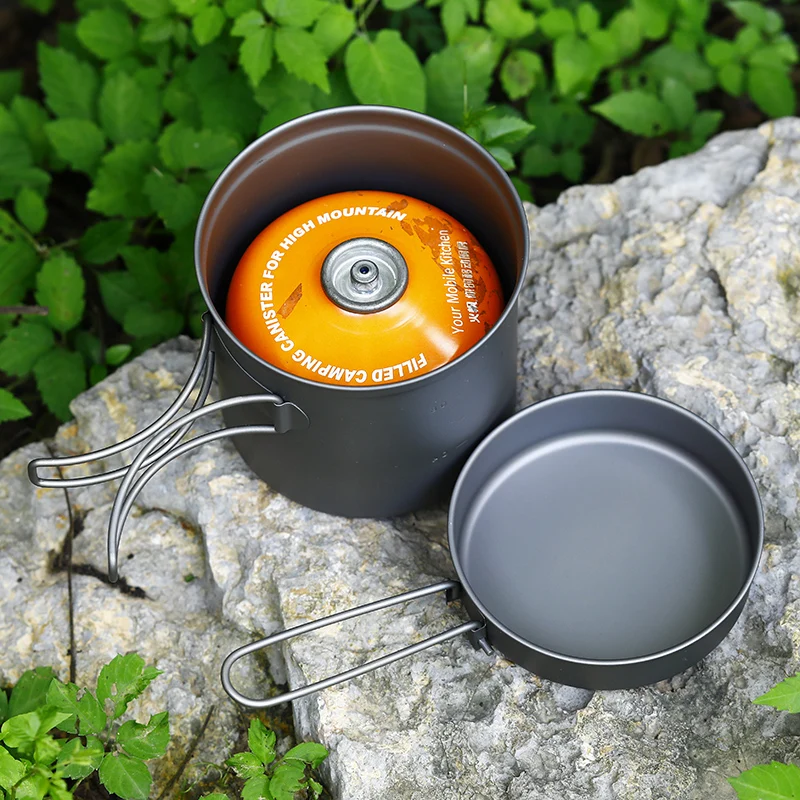 TOAKS Outdoor Camping Titanium Cookware Pan pot set with Folded handle Ultralight Portable for Backpacking picnic CKW-1100