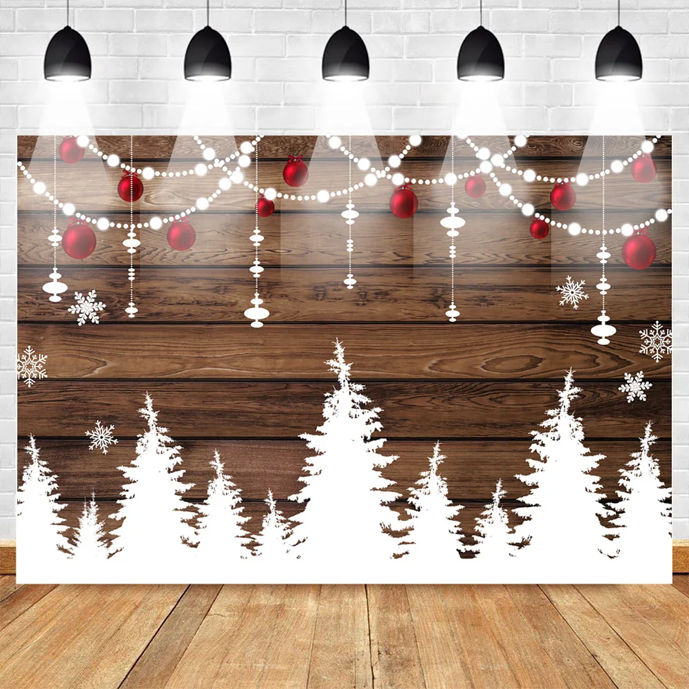 Celebration Christmas Winter Photo Background Rustic Style Wood Floor Snow Forest Backdrop Snowflake Custom | Электроника