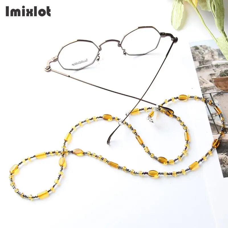 Retro Anti-slip Chain for Reading Glasses Resin Glass Beaded Sunglasses Cord Holder Men Women Eyeglass Chain Lanyard Necklace