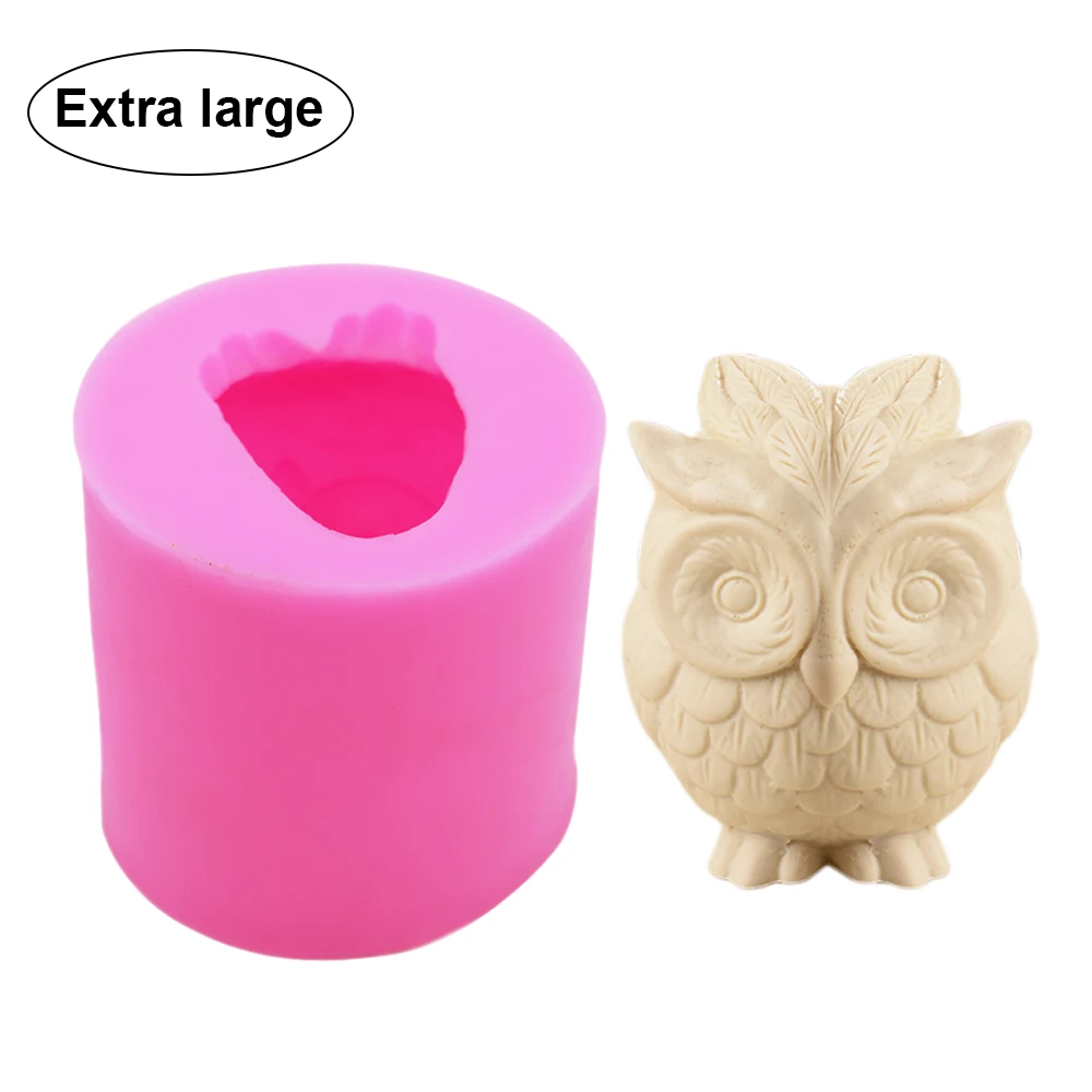 1Piece 3D Owl Silicone Mould DIY Candle Soap Candy Chocolate Making Animal Shaped Molds Used for Homemade Birthday Party Gift Teaching Props 